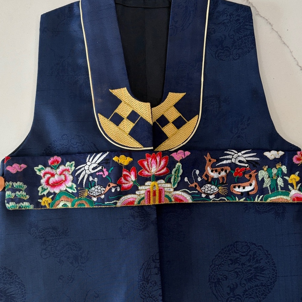 Traditional boys Hanbok yellow and Navy - Picture 10 of 16